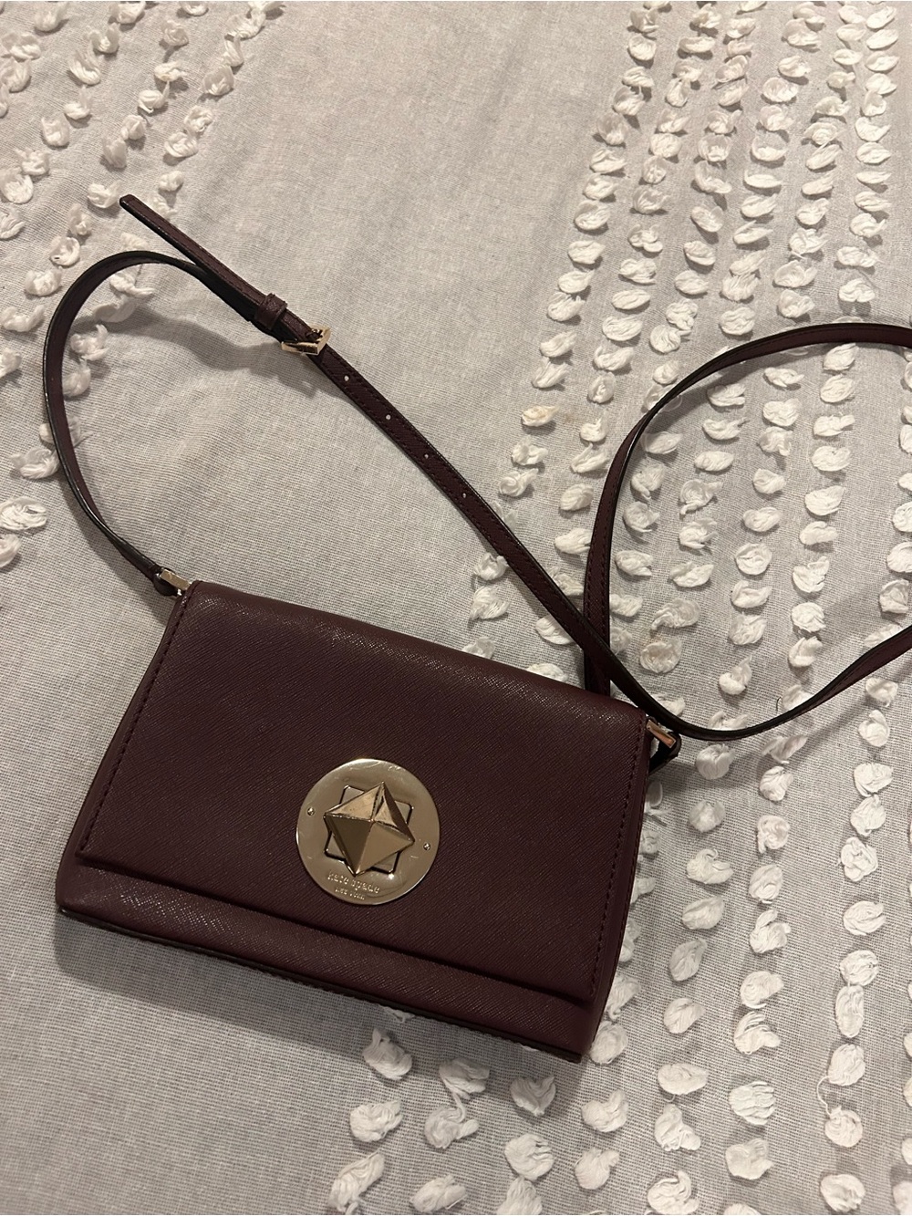 kate spade Burgundy Crossbody with Silver-Tone Turn Lock - Picture 2 of 4